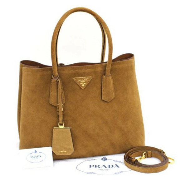Prada Handbags - Prada Suede Shoulder Bag Brown Handbag